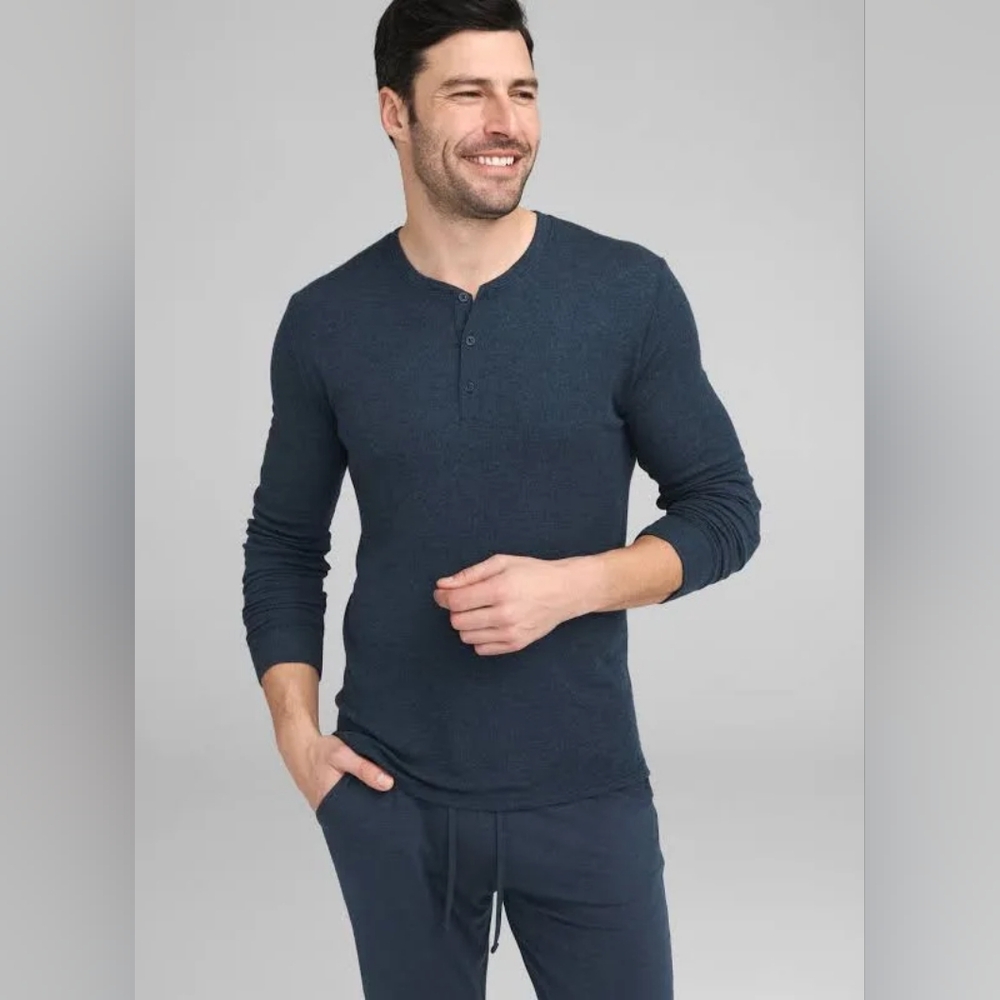 Tommy John Men's Lounge Henley Long Sleeve Shirt